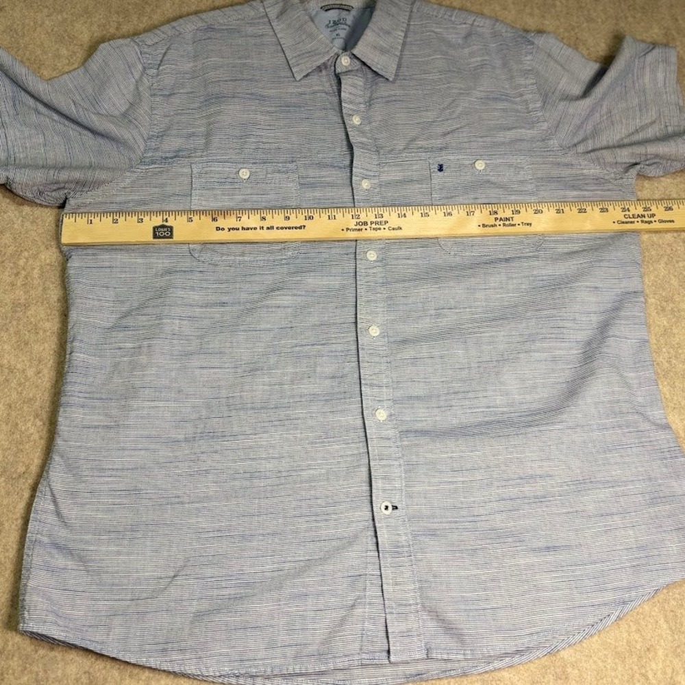 IZOD Saltwater Shirt Mens XL Blue Cotton Striped Short Sleeve Casual Coastal XL - Picture 4 of 8